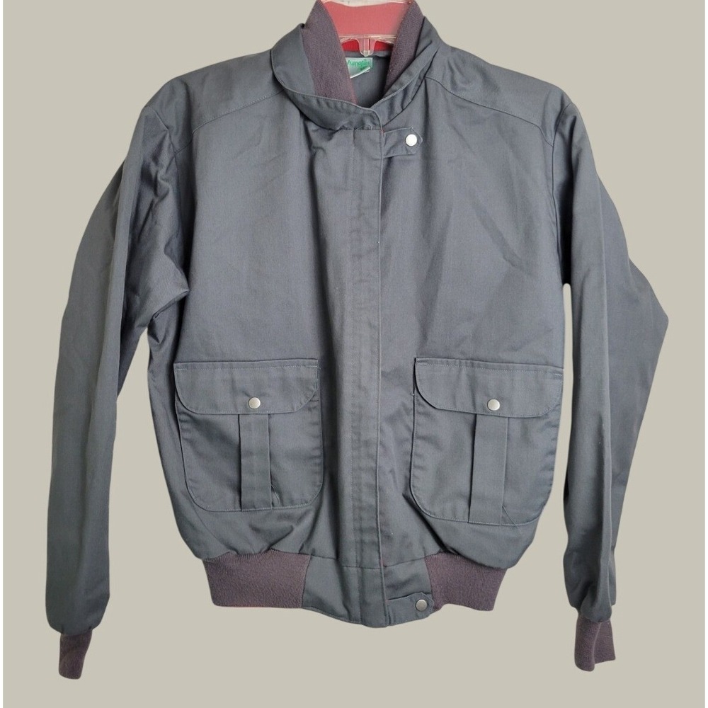 Vtg Wrangler Bomber Jacket Retro 80's Minimalist Gorpcore Gray Women's Large